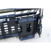 Black steel skid steer grapple attachment with mounting bracket, hydraulic hoses, and reinforced connection points on concrete surface