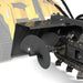 close-up angled view of black auger and trenching chain on MechMaxx 20-inch cutting depth mini skid steer trencher gallery 1
