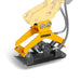 MechMaxx MEC 17 compactor attachment angled side view with yellow mounting bracket and hydraulic lines gallery position 1