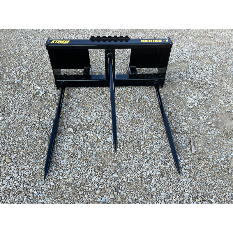 Stinger Attachments BS1 Series 1 Skid Steer Bale Spear with three 49-inch spears displayed on gravel square image gallery 10