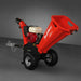 Three-quarter front view of MechMaxx GS650 7hp Honda GX200 wood chipper with towbar, gallery position 1
