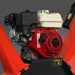 Close-up of red Honda GX200 7hp gas engine mounted on MechMaxx GS650 wood chipper, gallery position 1