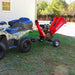 MechMaxx GS1500 15hp gas wood chipper hitched to camo ATV with feeder hopper open, gallery position 1