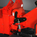 Close-up of mechanical linkage and spring assembly on MechMaxx 7-inch hydraulic feed wood chipper, gallery position 1