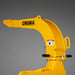 Yellow CROBA equipment attachment with curved housing, side handles, and warning label