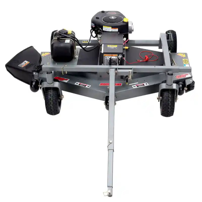 Front view of Swisher 60-inch finish cut mower with 15.5HP engine and tow bar, gallery position 1