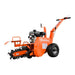 Side view of MechMaxx 7HP gas powered cable ditching mini trencher with black engine and large rear tire gallery position 1