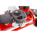 Close-up of Briggs & Stratton E1550 engine mounted on red Swisher 60-inch finish cut mower, gallery position 1