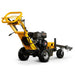 Rear three-quarter view of MechMaxx 420cc DUCAR E-Start stump grinder with tow bar and black engine, gallery position 1