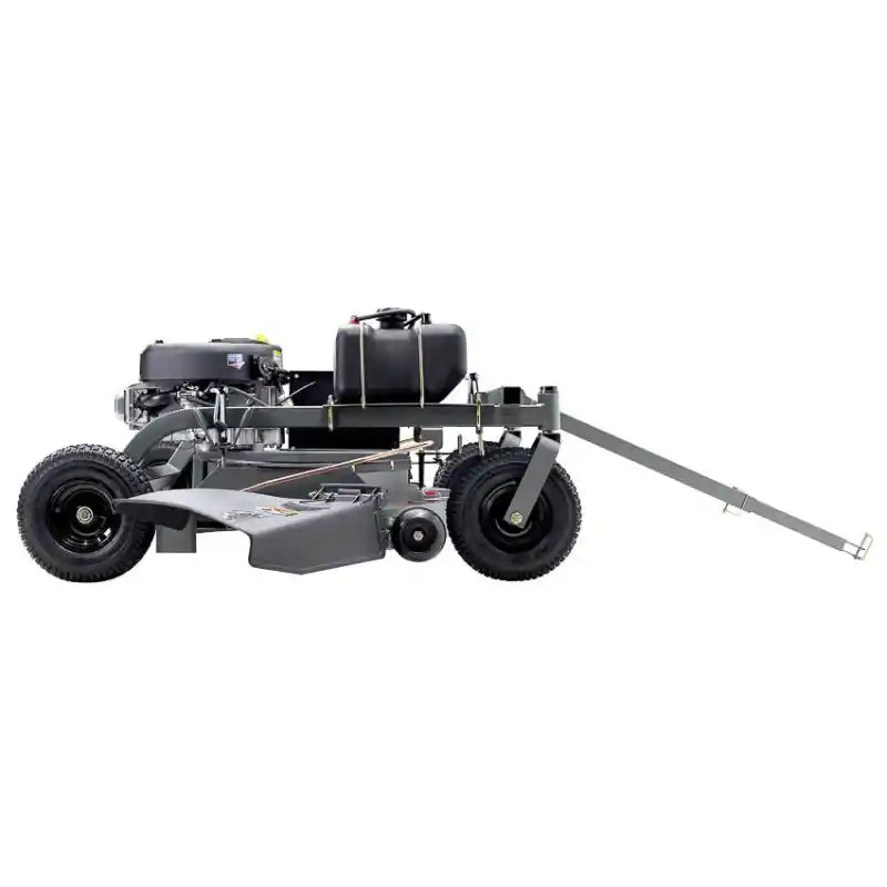 Swisher 60-inch finish mower with 15.5HP engine, fuel tank, steel frame, and tow bar, gallery position 1 side view