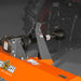 Close-up of PTO driveline and mounting bracket on orange MechMaxx 60-inch flail mower, gallery position 1