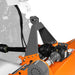 close-up view of orange MechMaxx 72-inch PTO flail mower driveline and three-point hitch, gallery position 1