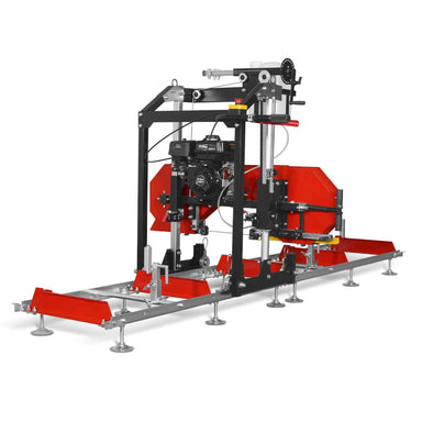 side perspective of MechMaxx 18" portable sawmill with 212cc gasoline engine at gallery position 1