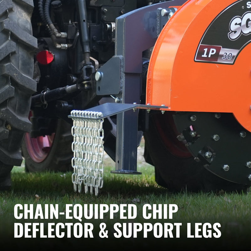 Chain-Equipped Chip Deflector & Support Legs