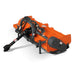 angled front-right view of orange MechMaxx 87-inch PTO flail mower with attached PTO shaft at gallery position 1