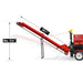 Red conveyor extension on MechMaxx GX390 log splitter processor showing 131.1 inch length and 74.8 inch max height gallery position 1