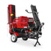 MechMaxx GX390 firewood log splitter processor with red frame and conveyor, gallery position 1 front side view
