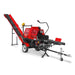 MechMaxx firewood log splitter processor with red metal frame, hydraulic controls, and angled conveyor, gallery position 1