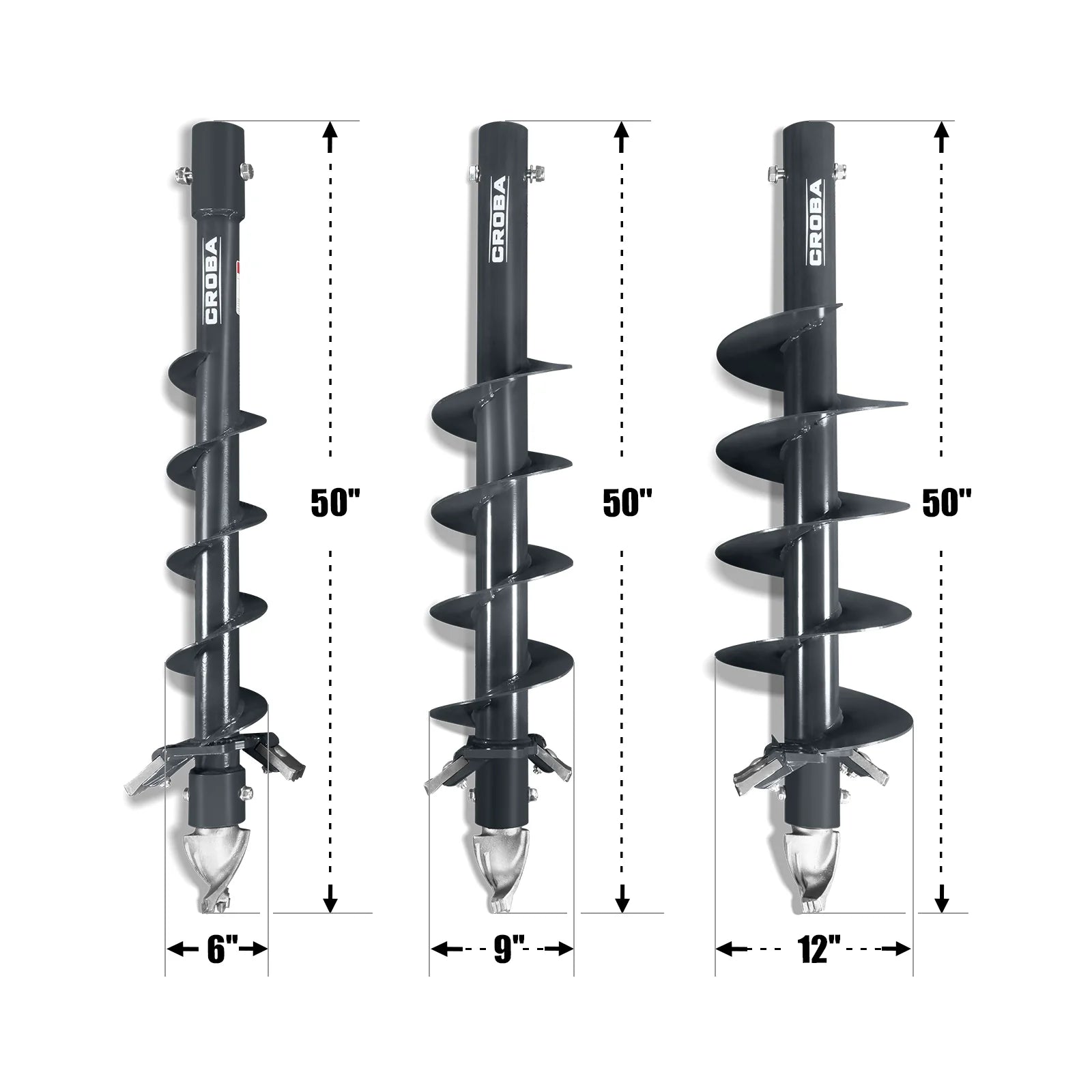 MechMaxx Mini Skid Steer Drive Auger with 6", 9", 12" Diameter Auger Bits