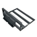 angled perspective of black 44-inch skid steer land leveler attachment frame showing mounting plate gallery position 1
