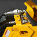 close-up of hydraulic couplers and hoses on yellow MechMaxx 20-inch mini skid steer trencher gallery position 1