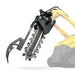 clear angled view of black MechMaxx 20-inch cutting depth mini skid steer trencher attachment gallery position 1