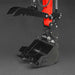 close-up of digging bucket and thumb attachment on red MechMaxx MEC10 mini excavator arm gallery position 1