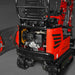 rear view of MechMaxx MEC10 mini excavator with open engine compartment showing Honda GX390 engine components gallery position 1