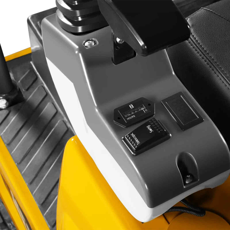 close-up of hour meter and battery switch panel on operator platform of MechMaxx MEC12 mini excavator gallery position 1