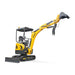 full side profile of yellow MechMaxx MEC17PRO mini excavator with Kubota engine and grapple bucket gallery position 1