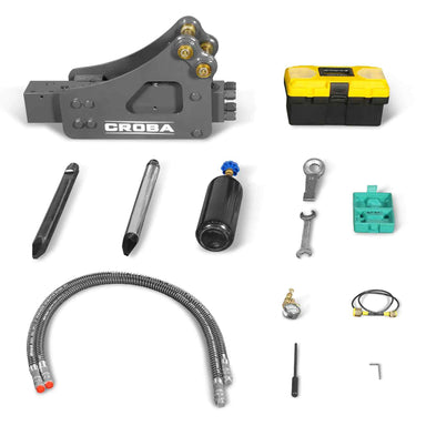 MechMaxx hydraulic breaker hammer MEC17 MEC17PRO mini excavator with accessories isolated gallery position 1 front view