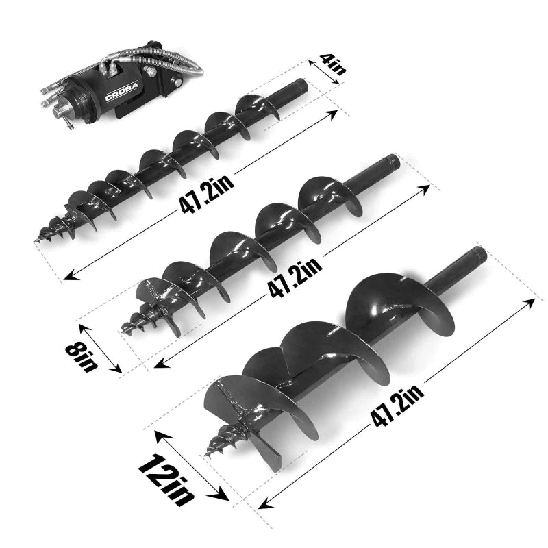 MechMaxx three-rod auger set with 12, 8, and 4 inch diameters and 47.2-inch lengths gallery position 1