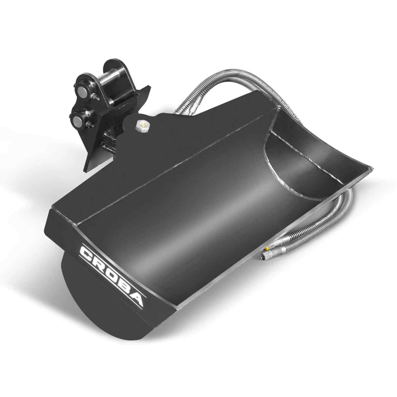 Croba tilting bucket attachment with hydraulic hoses front angle view for MEC17 MEC17PRO mini excavator gallery 1