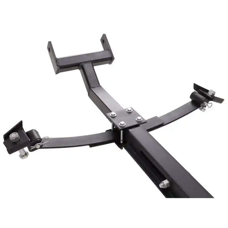 Black steel mounting frame with crossbar and adjustable pins for Swisher 62-inch UTV plow, gallery position 1