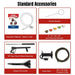 Standard accessories for MechMaxx HPW40H including manual, siphon tube, nozzle set, spray gun, oil funnel, hose reel, and high-pressure hose.