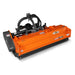 angled front-right view of orange MechMaxx 72-inch PTO flail mower with hydraulic side shift at gallery position 1