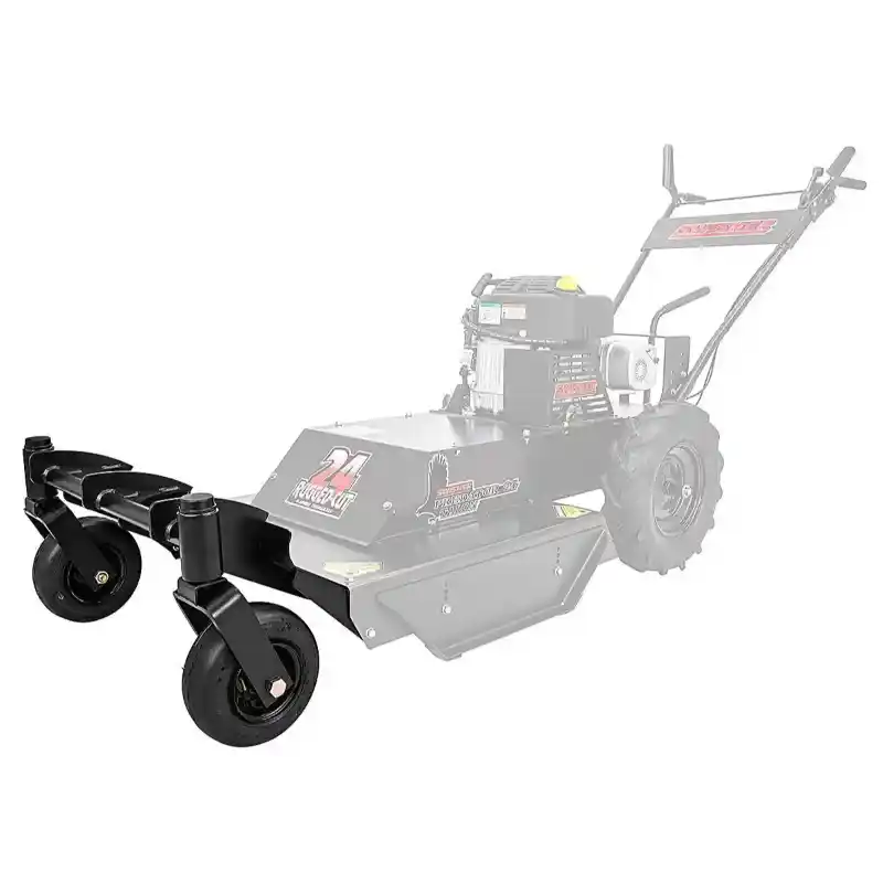 Swisher flat-free caster kit with black steel bracket and dual swivel wheels, gallery position 1, isolated view