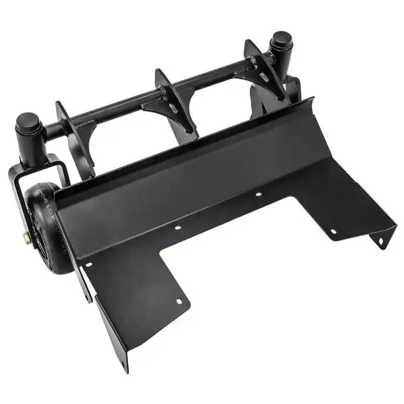 Swisher flat-free caster kit with black steel mounting bracket and dual swivel wheels, gallery position 1, isolated view