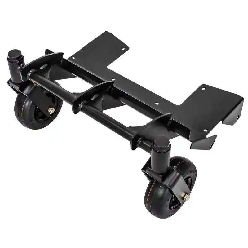 Swisher flat-free caster kit for walk-behind mowers with black metal frame and dual caster wheels, gallery position 1