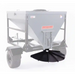 Swisher Drop Feeder with triangular gray hopper, black steel frame, off-road tires, and spreader disk, gallery position 1