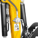close-up of hydraulic cylinders, hoses, and warning label on boom arm of MechMaxx MEC12 mini excavator gallery position 1