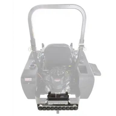Rear view of a zero-turn mower with Swisher 38-inch Striper Wheel Kit attached at gallery position 1