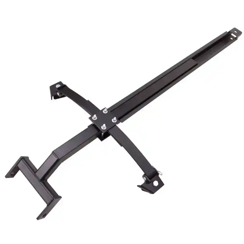 UnionBuilt Supply mounting frame for Swisher UTV dump bucket, angled front view, gallery position 1 on white background