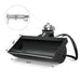 black 32-inch tilt bucket attachment with hydraulic hose and detailed pin dimensions isolated on white gallery position 1