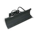 angled front view of black 57-inch hydraulic mini skid steer dozer blade with curved cutting edge gallery position 1