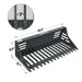 angled front view of black MechMaxx 44-inch mini skid steer rock bucket with 3-inch tine spacing gallery 1