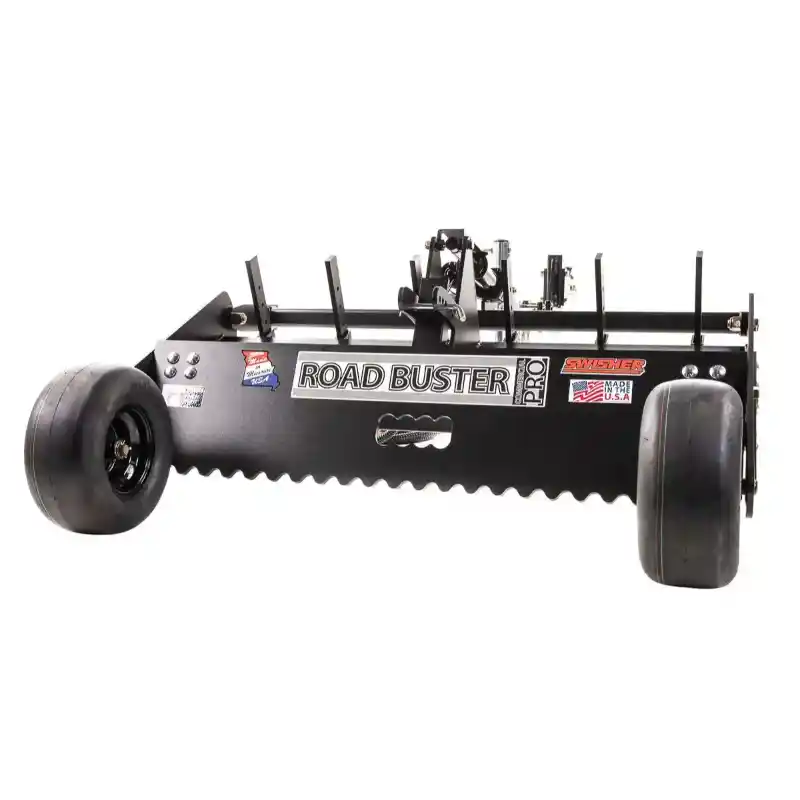 Swisher Roadbuster Pro driveway grader with serrated blade, adjustable mounting brackets, and smooth turf tires, gallery position 1