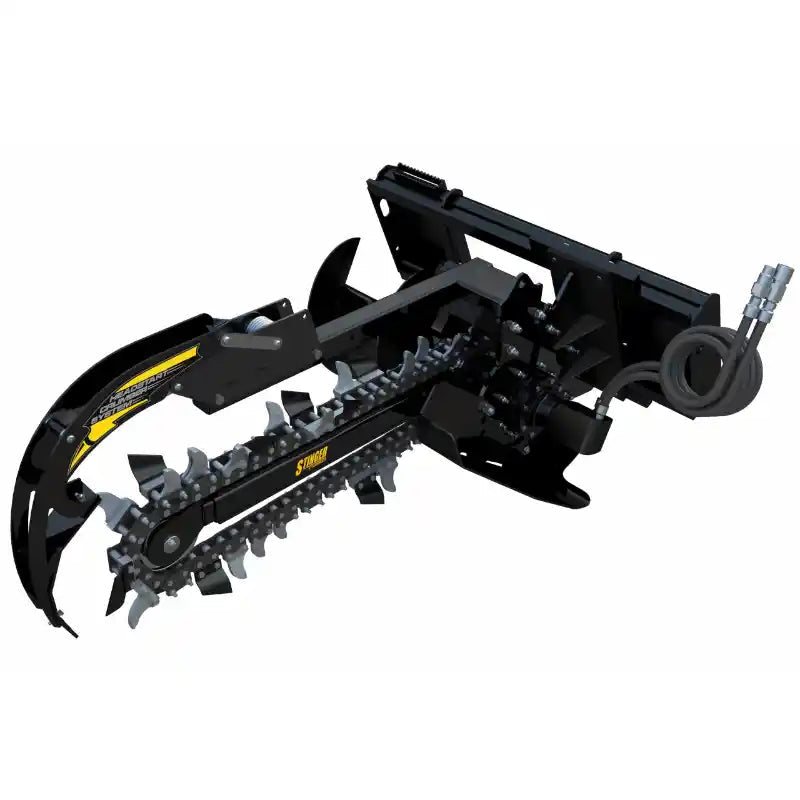 Stinger Attachments BF900 Bigfoot XD skid steer trencher with hydraulic hoses, gallery position 1, 800x800 square image