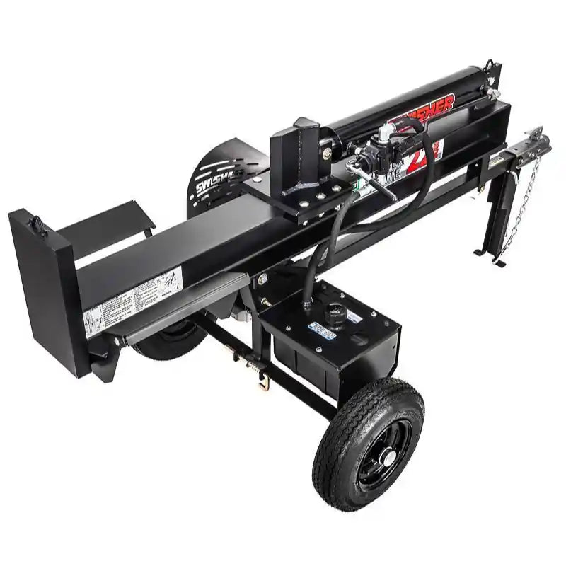 Right front angle view of Swisher 22-ton Timber Brute Eco Split electric log splitter, gallery position 1