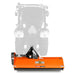 Front view of orange MechMaxx 72-inch PTO driven flail mower attached to tractor, gallery position 1